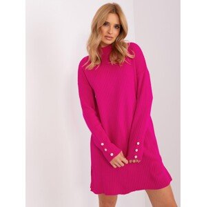 TMAVĚ RŮŽOVÉ ROLÁKOVÉ ŠATY -TO-TU-3010.03X-FUCHSIA Velikost: ONE SIZE