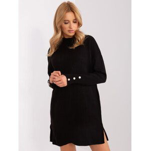 ČERNÉ ROLÁKOVÉ ŠATY -TO-TU-3010.06-BLACK Velikost: ONE SIZE