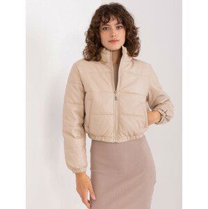 BÉŽOVÁ PROŠÍVANÁ CROP BUNDA NM-KR-T3-2658.99P-BEIGE Velikost: M