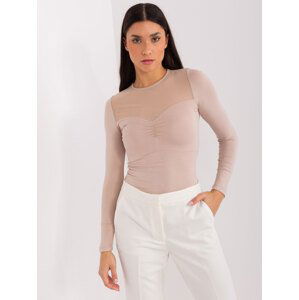 Béžová elegantní průsvitná halenka RV-BZ-9202.10X-beige Velikost: M