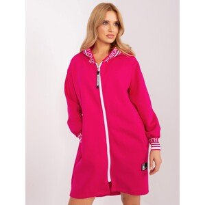 TMAVĚ RŮŽOVÁ DLOUHÁ MIKINA NA ZIP -RV-BL-9225.96P-FUCHSIA Velikost: S/M