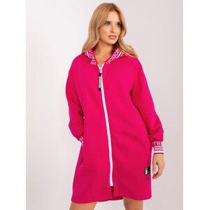 TMAVĚ RŮŽOVÁ DLOUHÁ MIKINA NA ZIP -RV-BL-9225.96P-FUCHSIA Velikost: L/XL