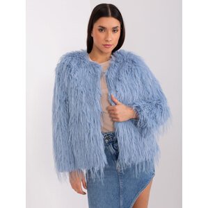 SVĚTLE MODRÁ CHLUPATÁ KRÁTKÁ BUNDA AT-KR-2359.96P-GREY-BLUE Velikost: S/M