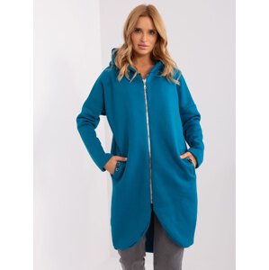 MODRÁ DLOUHÁ MIKINA NA ZIP RV-BL-4858-1.99P-SEA BLUE Velikost: S/M