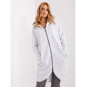 SVĚTLE ŠEDÁ DLOUHÁ MIKINA NA ZIP RV-BL-4858-1.99P-LIGHT GREY Velikost: L/XL