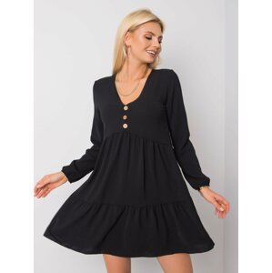 ČERNÉ ŠATY S KNOFLÍČKY -D50010F30264A-BLACK Velikost: M/L