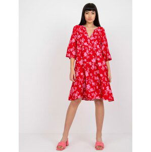 ČERVENÉ OVERSIZE MIDI KOŠILOVÉ ŠATY D73771M30214C-RED Velikost: L