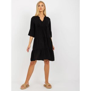 ČERNÉ VOLNÉ LETNÍ ŠATY -D73761M30214A6EN-BLACK Velikost: M