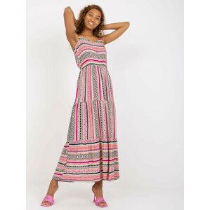 BAREVNÉ VZOROVANÉ MAXI ŠATY -D73781M30313A-MULTICOLOR Velikost: XS