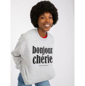 ŠEDÉ MIKINA HELENE  S NÁPISEM "BONJOUR CHÉRIE" D10047O02417B-GREY Velikost: XS