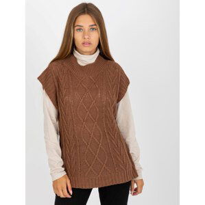 HNĚDÁ PLETENÁ VESTA D90027W90785B2-BROWN Velikost: S/M