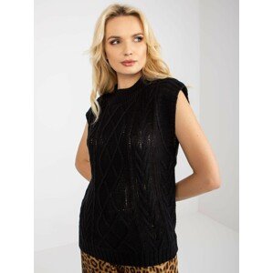 ČERNÁ PLETENÁ VESTIČKA -D90027W90785B3-BLACK Velikost: S/M