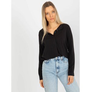 ČERNÁ DÁMSKÁ HALENKA S VÝSTŘIHEM D73761M10997C-BLACK Velikost: XS