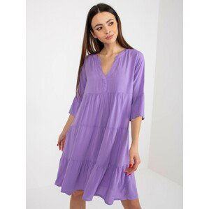 FIALOVÉ VOLNÉ MINIŠATY S 3/4 RUKÁVEM -D73761M30214B-VIOLET Velikost: M