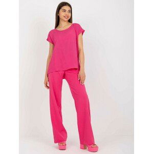 TMAVĚ RŮŽOVÉ VOLNÉ TRIČKO -D73761R10978O-DARK PINK Velikost: XS