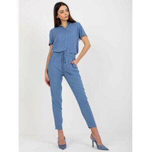 MODRÉ DÁMSKÉ LETNÍ KALHOTY -D73760M61869H-BLUE Velikost: XS