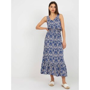 TMAVĚ MODRÉ VZOROVANÉ MIDI ŠATY D73771R30391A-DARK BLUE Velikost: M