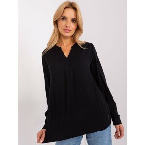 ČERNÁ KOŠILOVÁ HALENKA S DLOUHÝM RUKÁVEM D73792M11081A-BLACK Velikost: XL