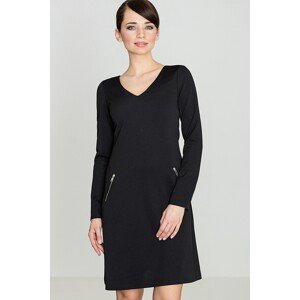 Černé šaty s rozšířenou sukní a zipy K078 Velikost: M