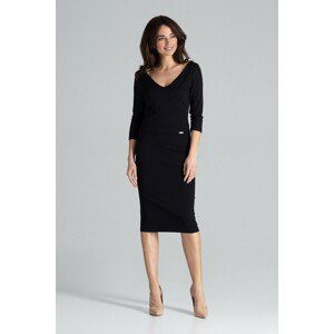 ELEGANTNÍ POUZDROVÉ ŠATY K476 BLACK Velikost: XL