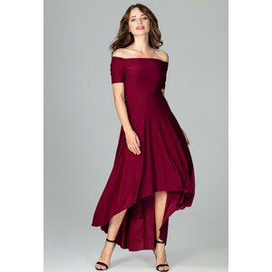 SPOLEČENSKÉ ŠATY ODHALUJÍCÍ RAMENA K485 DEEP RED Velikost: M