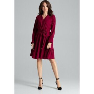 ELEGANTNÍ VOLÁNOVÉ ŠATY L053 DEEP RED Velikost: L