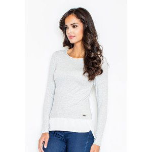 SVĚTLE ŠEDÁ HALENKA S PRODLOUŽENOU SPODNÍ ČÁSTÍ M374 LIGHT GREY Velikost: XL