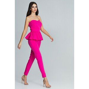 DÁMSKÝ SET PEPLUM TOP + KALHOTY M606 FUCHSIA Velikost: L