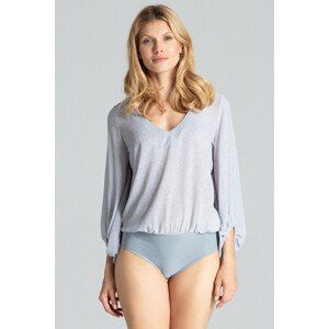 ELEGANTNÍ BODY SE VZDUŠNÝMI RUKÁVY M686 GREY Velikost: M