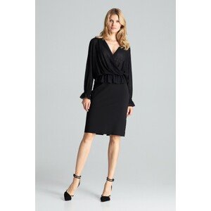 ELEGANTNÍ SUKNĚ ROVNÉHO STŘIHU M688 BLACK Velikost: M