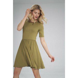 OLIVOVÉ ŠATY S KRÁTKÝMI RUKÁVY M751 OLIVE GREEN Velikost: M