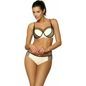 SMETANOVÉ BIKINY S ČERNÝMI LEMY CHARLOTTE AVORIO M-495 (4) Velikost: XL