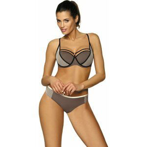 TMAVĚ BÉŽOVÉ BIKINY S ČERNÝMI LEMY CHARLOTTE DARK TAUPE M-495 (7) Velikost: S