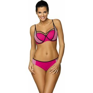 TMAVĚ RŮŽOVÉ BIKINY S ČERNÝMI LEMY CHARLOTTE RAZZBERRY M-495 (10) Velikost: M