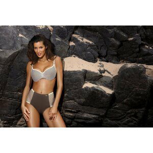 HNĚDÉ PUSH-UP BIKINY SE SÍŤOVINOU MARTHA DARK TAUPE M-477 (6) Velikost: S