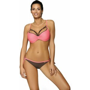 RŮŽOVO-ŠEDÉ BIKINY S OZDOBNÝM VÝSTŘIHEM SHIRLEY DARK TAUPE-ROSELLA M-455 (3) Velikost: XL