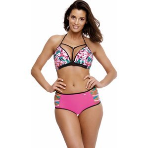 RŮŽOVÉ KVĚTINOVÉ PUSH-UP BIKINY MOLLY MILK SHAKE M-504 (2) Velikost: S