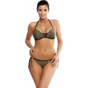 KHAKI BIKINY S ČERNÝM LEMOVÁNÍM JANETTE KAKI M-547 (5) Velikost: S