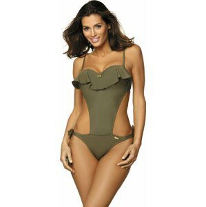 KHAKI MONOKINY S VOLÁNEM CARMEN HAZEL M-468 W (3) WIĄZANY Velikost: XL