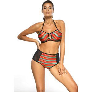 ČERNO-BAREVNÉ PRUHOVANÉ BIKINY SYNDY NERO-RED M-606 (2) Velikost: 36/S