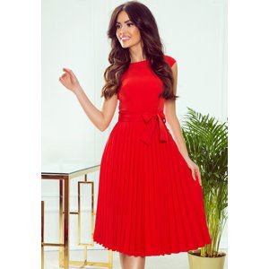 Červené šaty s plisovanou sukní CELESTE 311-1 Velikost: S