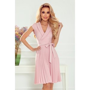 Skládané růžové plisované šaty s výstřihem JILL 385-1 Velikost: XL