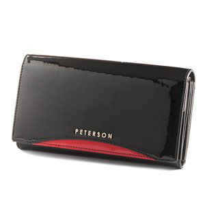 PETERSON ČERNÁ DLOUHÁ PENĚŽENKA S LESKEM Y026 PTN BC-411-BLACK RED Velikost: ONE SIZE