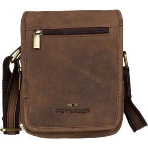 PETERSON TMAVĚ HNĚDÁ KOŽENÁ MESSENGER TAŠKA S KAPSAMI PTN-5047-TGH-3073 D.BROWN Velikost: ONE SIZE