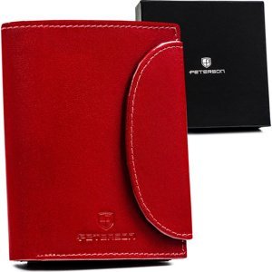 Peterson Červená kožená peněženka na západku Y486 [DH] PTN D357-BFA Velikost: ONE SIZE