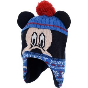 MODRO-ČERNÁ ZIMNÍ ČEPICE VE TVARU MICKEY MOUSE Velikost: 48