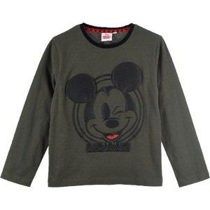 KHAKI CHLAPECKÉ TRIČKO S DLOUHÝM RUKÁVEM MICKEY MOUSE Velikost: 98