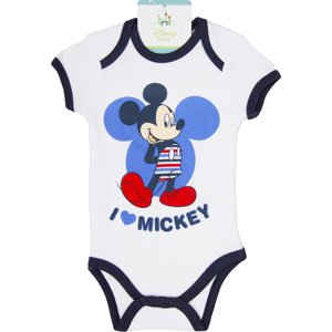 MICKEY MOUSE BÍLÉ BODY S KRÁTKÝM RUKÁVEM Velikost: 67