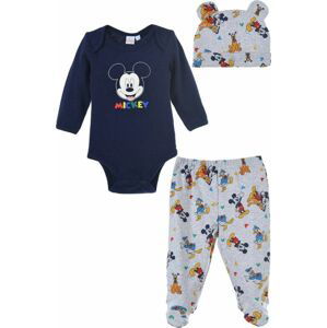 MODRO-ŠEDÝ SET MICKEY - BODY, KALHOTY, ČEPIČKA Velikost: 50