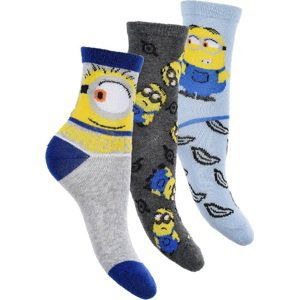 SET CHLAPECKÝCH PONOŽEK MINIONS - ŠEDÁ/MODRÁ/ŽLUTÁ Velikost: 23/26